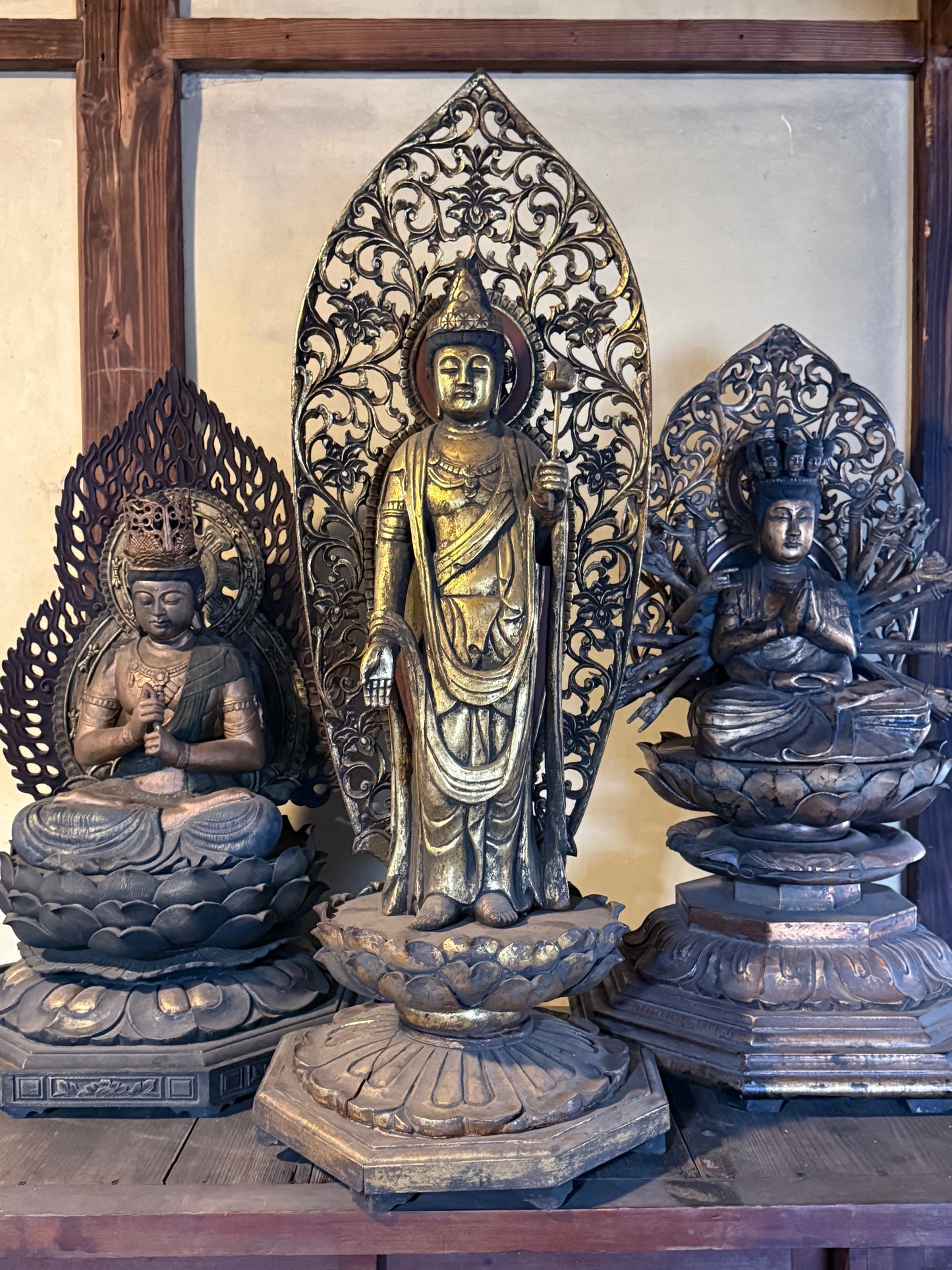 Mid–Late Showa Esoteric Buddhist Triad | Dainichi Nyorai, Shō Kannon & Senju Kannon Monumental Temple Ensemble