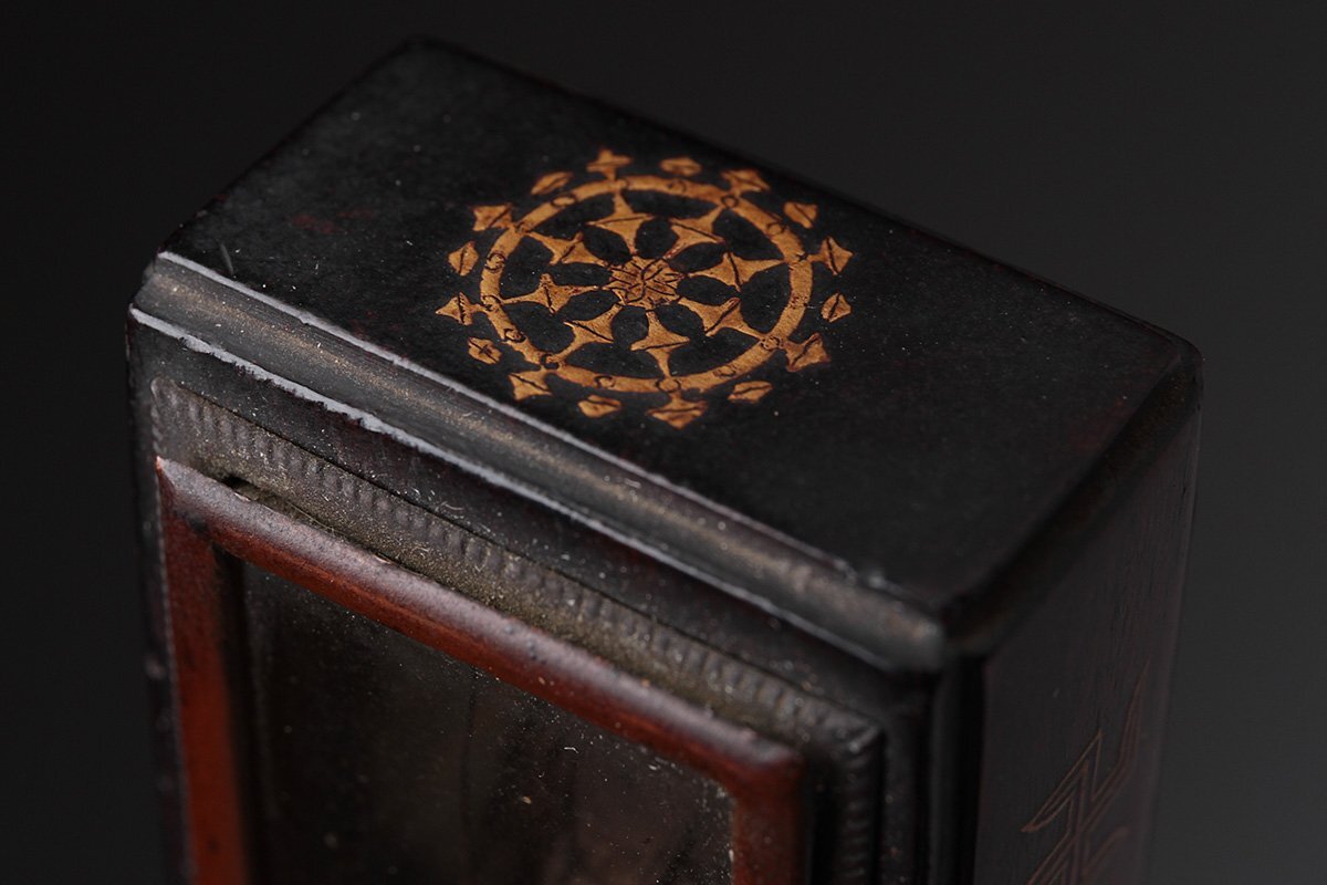 Miniature Jizō Bosatsu Zushi Shrine, Gilt Wood & Lacquer, Kamakura–Muromachi Revival Style, 7.4 cm — Protective Guardian of Souls