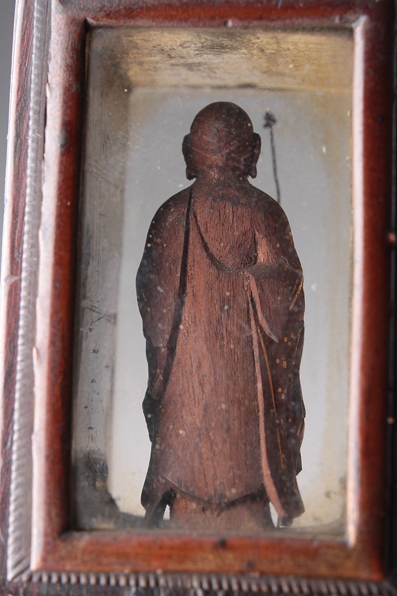 Miniature Jizō Bosatsu Zushi Shrine, Gilt Wood & Lacquer, Kamakura–Muromachi Revival Style, 7.4 cm — Protective Guardian of Souls