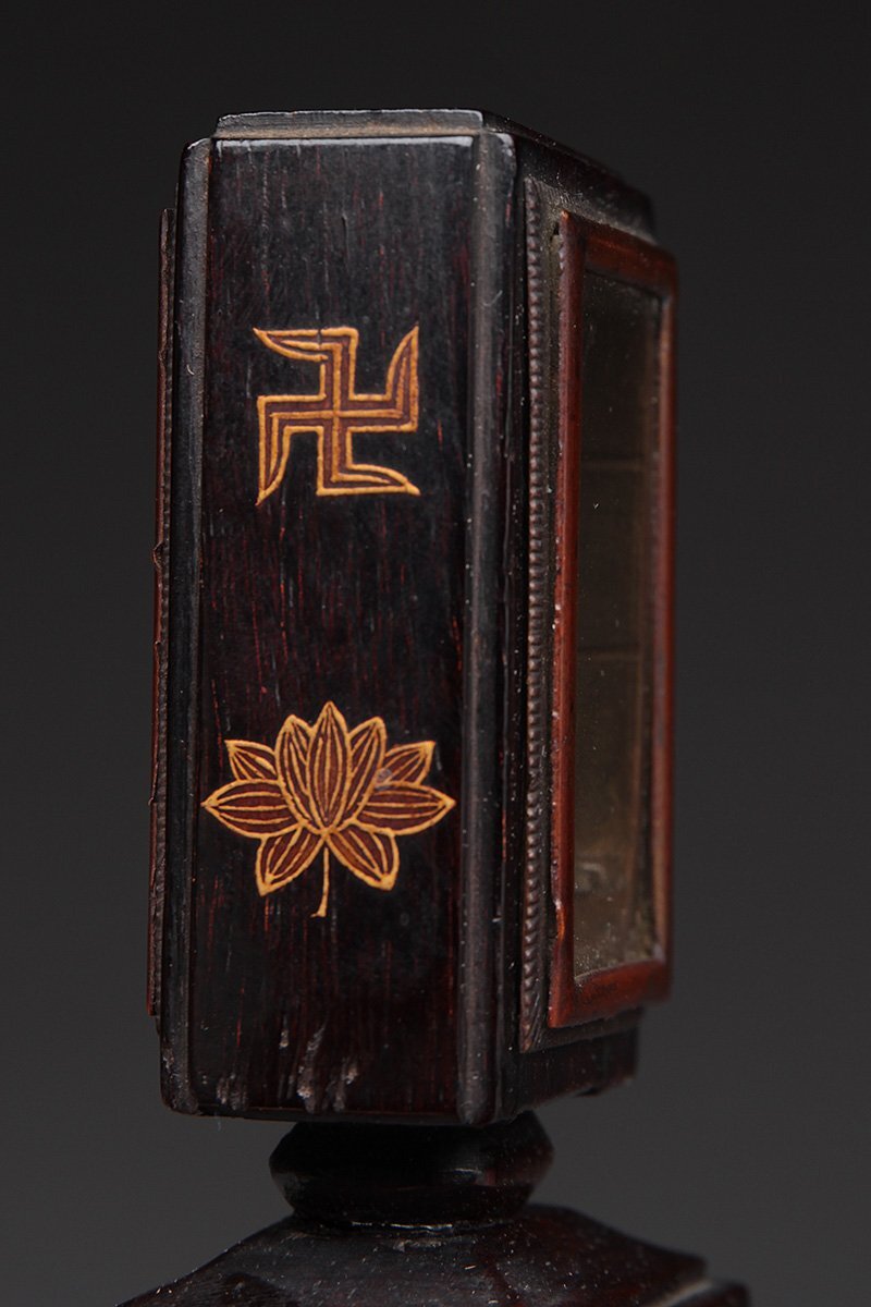 Miniature Jizō Bosatsu Zushi Shrine, Gilt Wood & Lacquer, Kamakura–Muromachi Revival Style, 7.4 cm — Protective Guardian of Souls