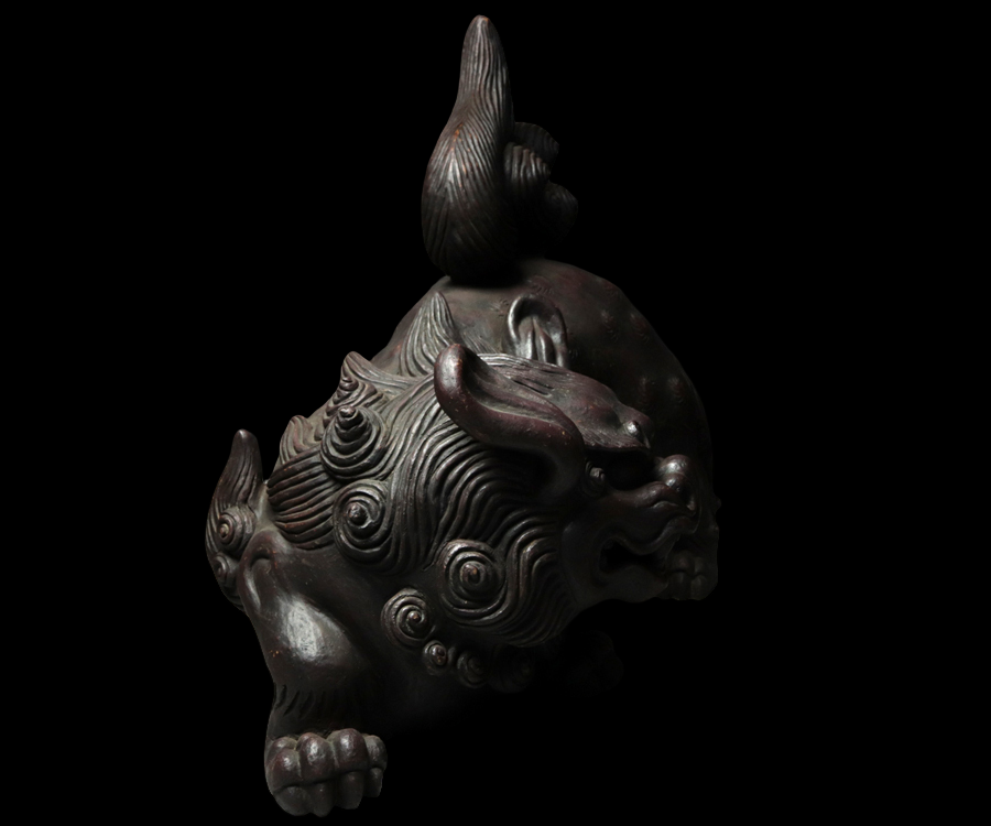 Majestic Bizen Ware Shishi Okimono — Rare Oversized Guardian Lion Sculpture, Approx. 86 cm Wide (Late-Edo Period Attribution)