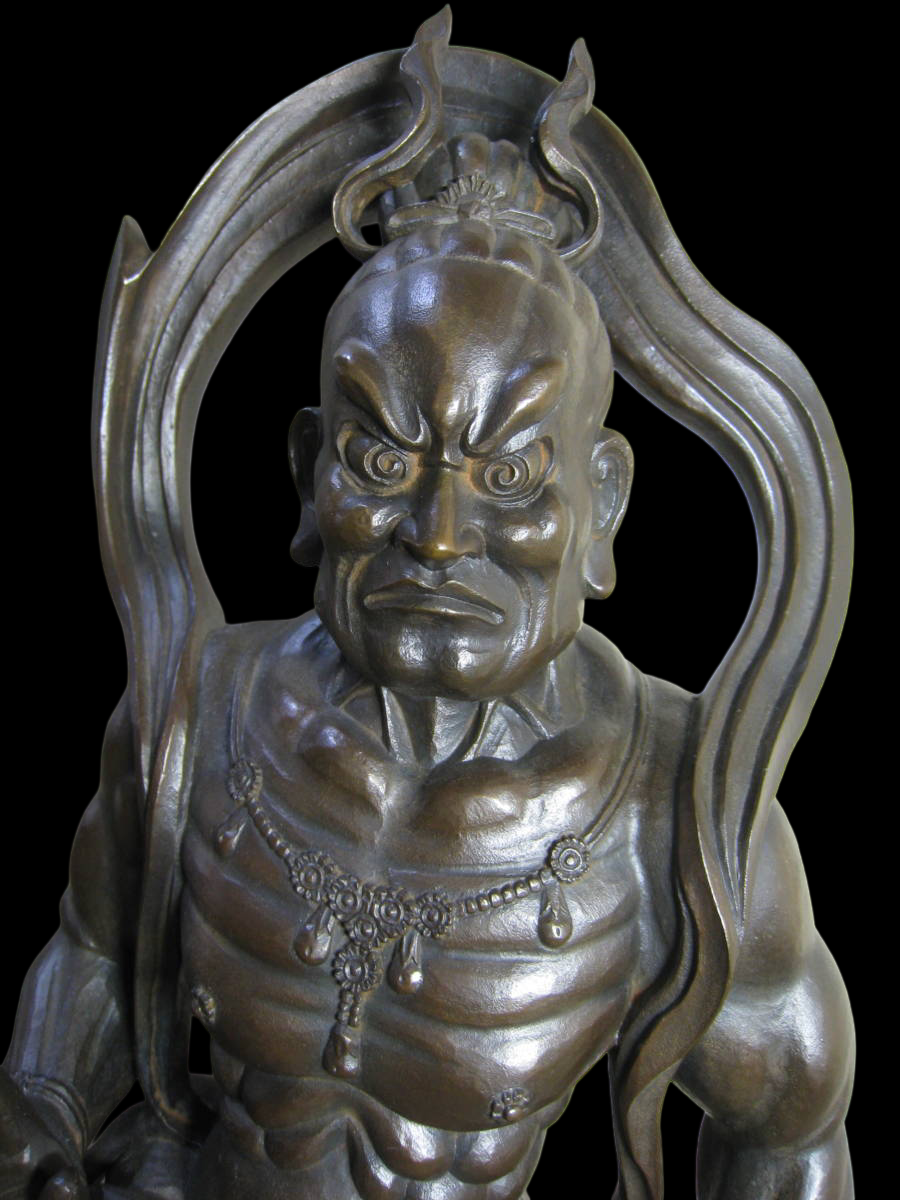 Takamura Koun — Agyo & Ungyo (Nio Guardians), bronze; publisher-certified edition, Showa-era release; highly detailed pair, approx. 56–56.5 cm