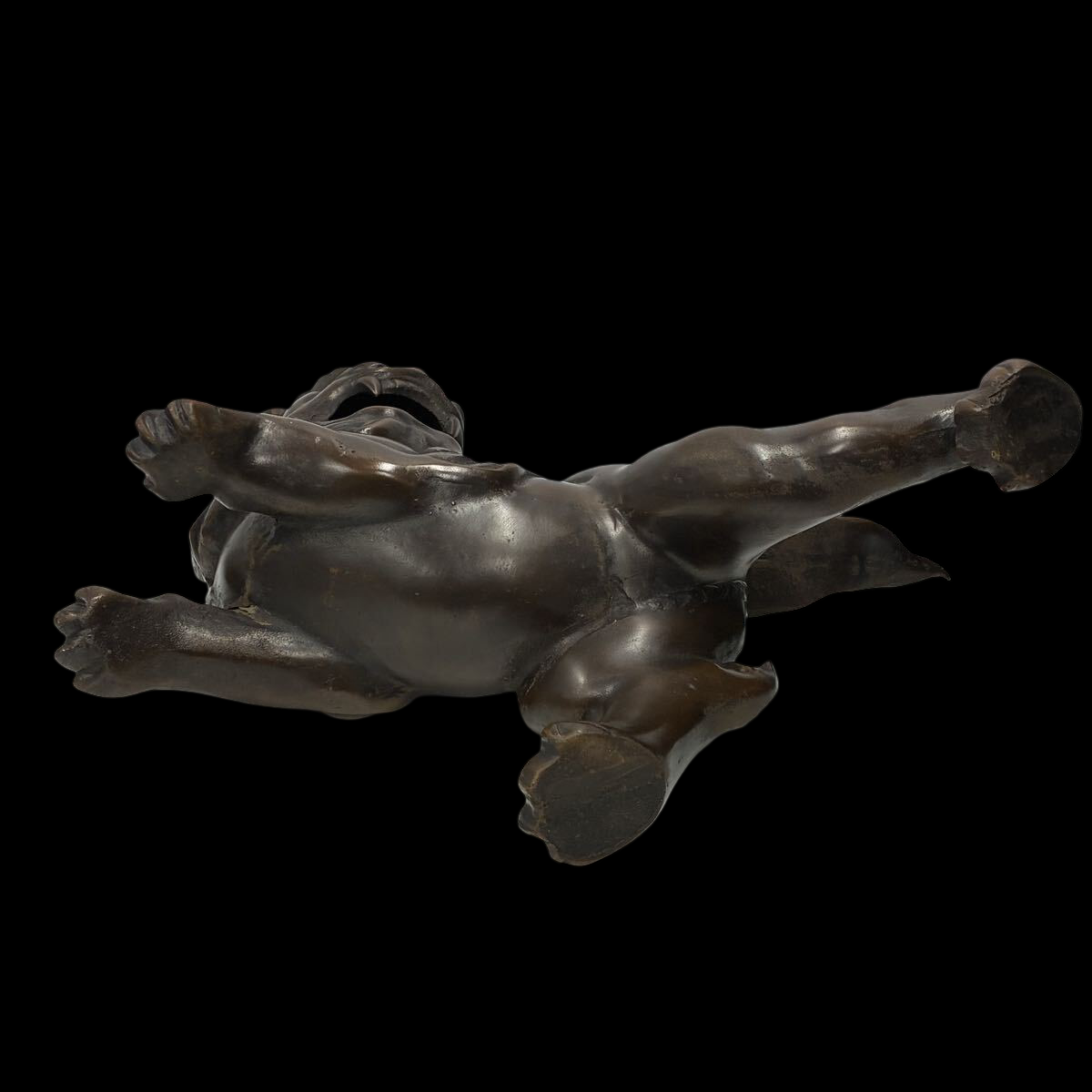 Showa Vintage Japanese Guardian Shishi Foo Fu Dog / Lion Metal Okimono with Jewel Ball