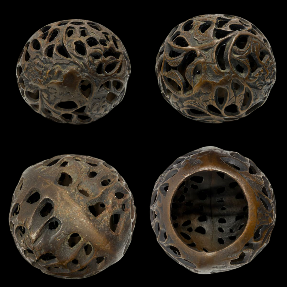 Showa Vintage Japanese Guardian Shishi Foo Fu Dog / Lion Metal Okimono with Jewel Ball