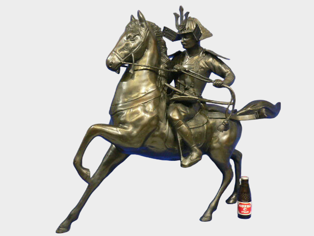 Monumental Japanese Bronze Samurai Warrior Equestrian Statue Kusunoki Masashige Signed Shoun Warrior Sculpture
