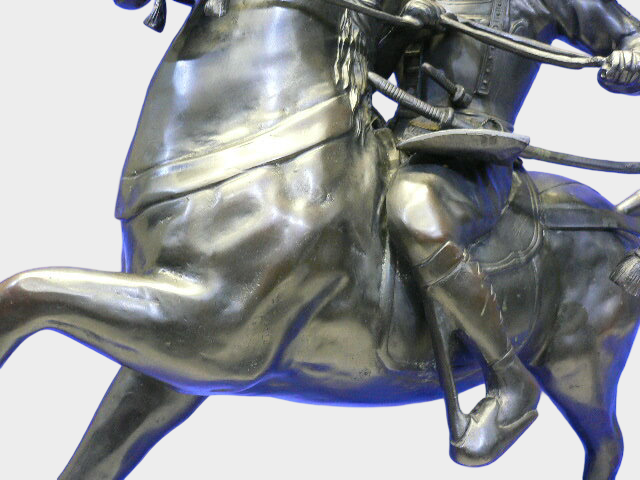 Monumental Japanese Bronze Samurai Warrior Equestrian Statue Kusunoki Masashige Signed Shoun Warrior Sculpture