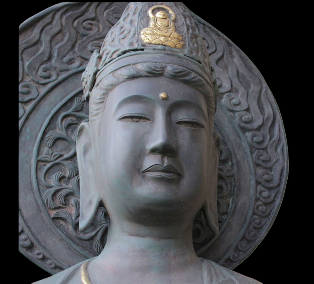 Monumental Standing Kannon Bosatsu Bronze Statue — 201 cm Temple Scale Sculpture