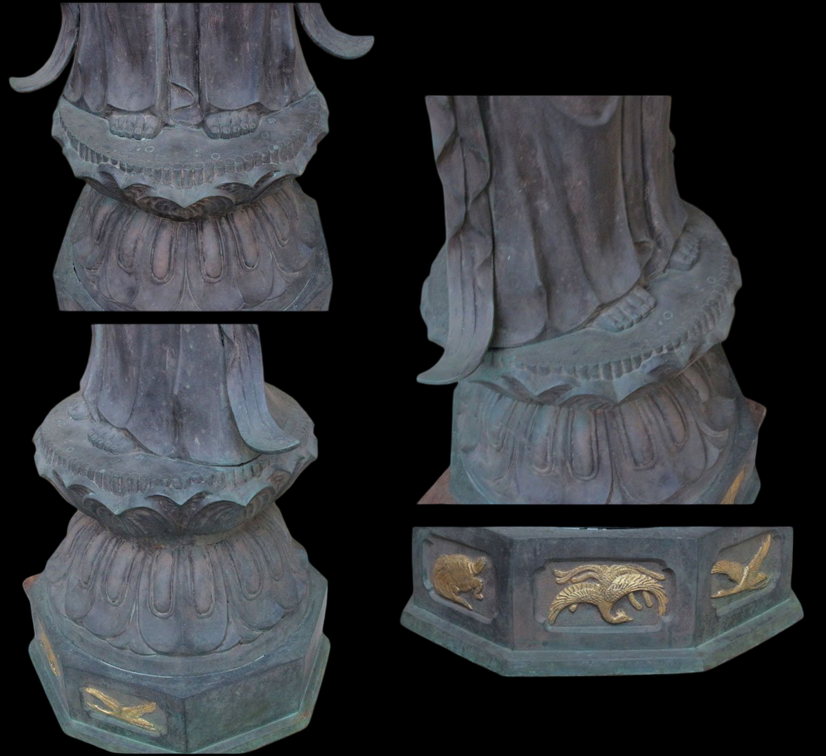 Monumental Standing Kannon Bosatsu Bronze Statue — 201 cm Temple Scale Sculpture