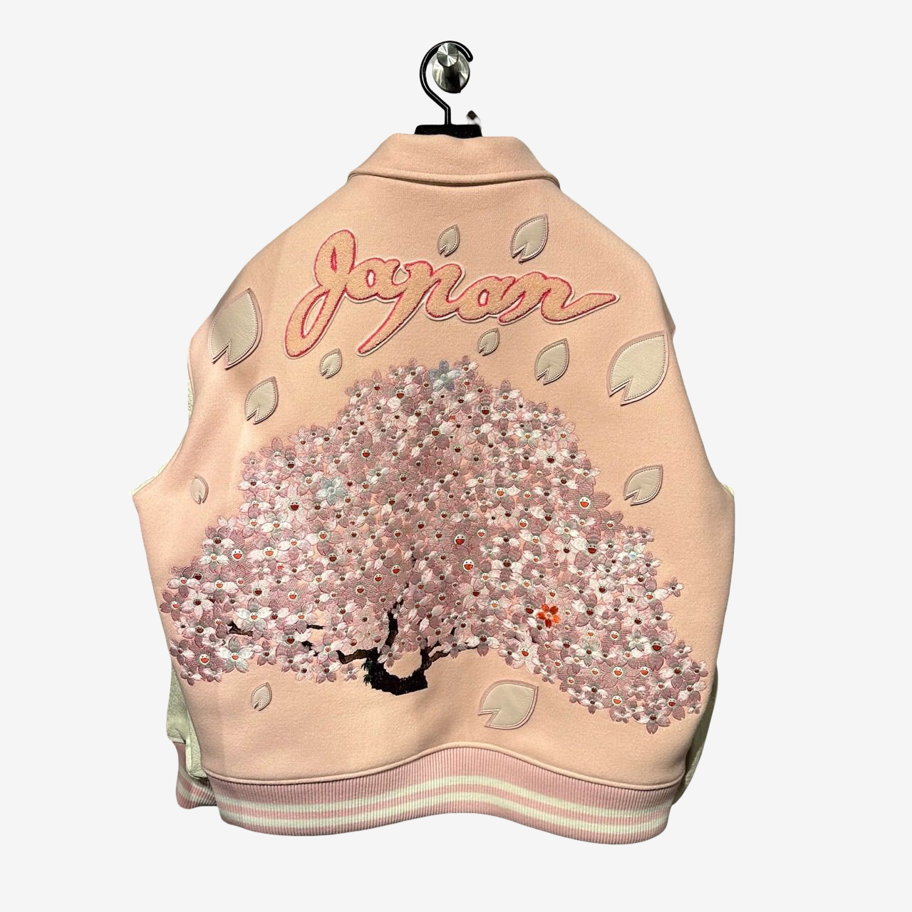 Takashi Murakami Sakura Varsity Jacket Mononoke Made Pink Cherry Blossom Leather Sleeve Rare Japanese Streetwear XL