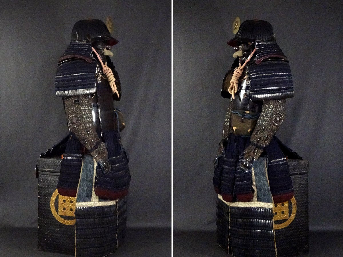 Museum-Grade Edo-Period Gusoku Yoroi Armor — High Plate-Count Ko-boshi Kabuto, Black Lacquer Iron, Silk Odoshi, Signed-Style Armor Ensemble with Menpo