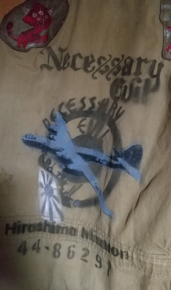 Museum Grade Vintage WW2 WWII M41 Flight Jacket Hiroshima Mission Necessary Evil B29 Hand Painted Vintage Military Artifact