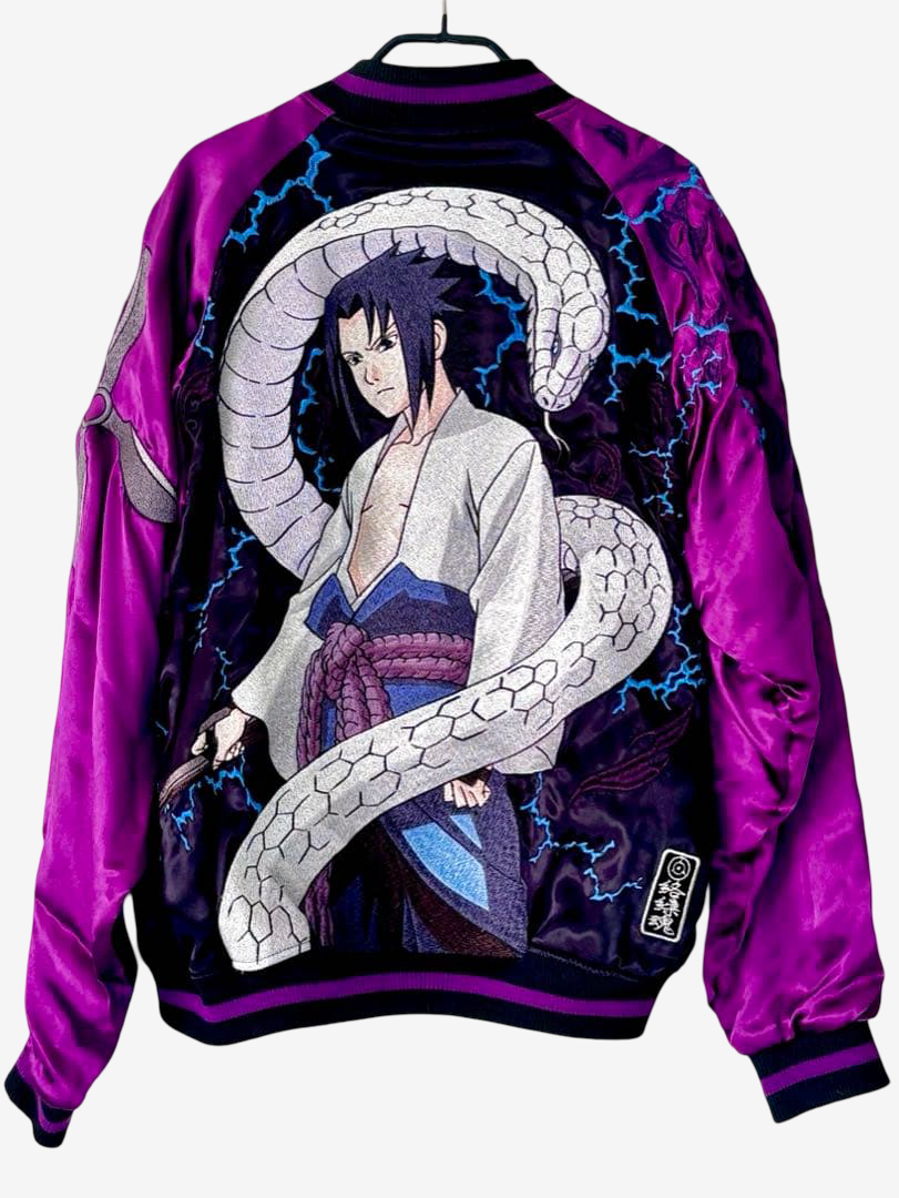 Naruto Sasuke Sukajan Jacket Purple Orochimaru Snake Embroidered Anime Bomber Japan