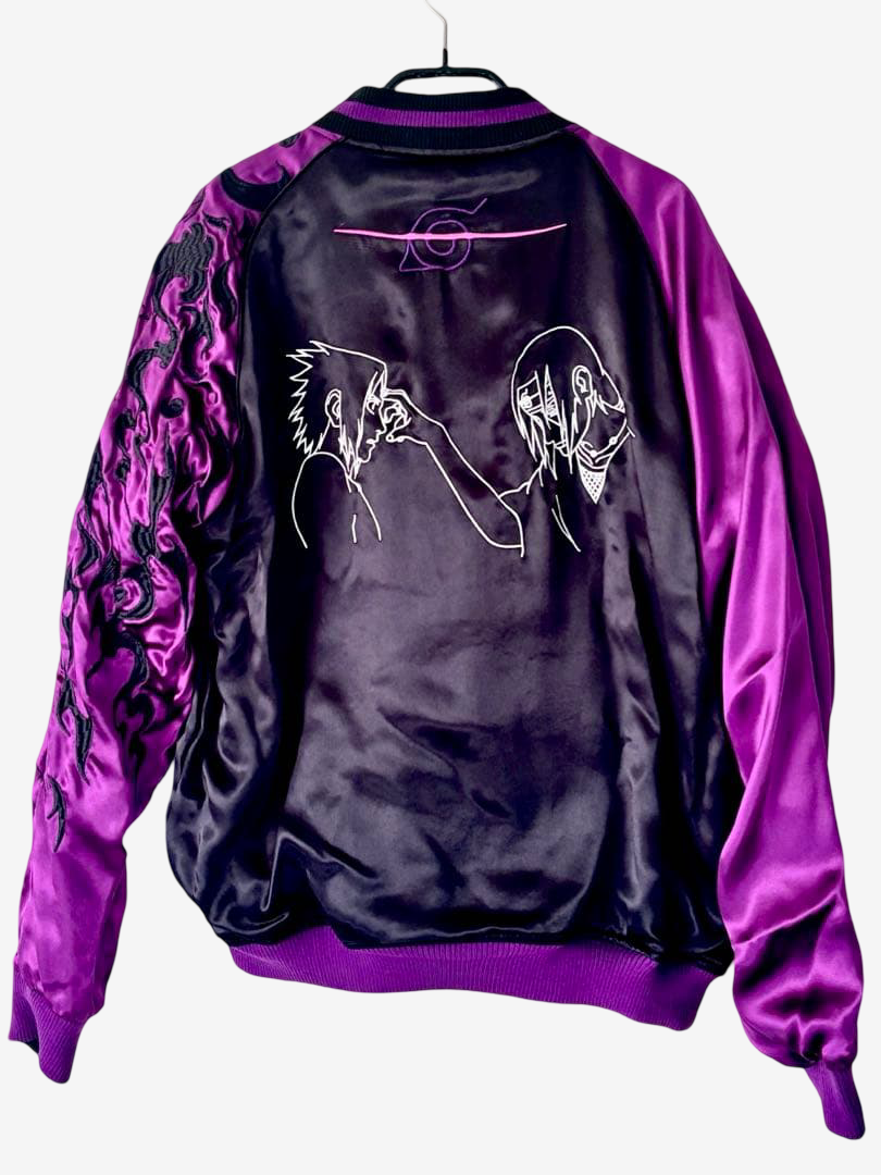 Naruto Sasuke Sukajan Jacket Purple Orochimaru Snake Embroidered Anime Bomber Japan