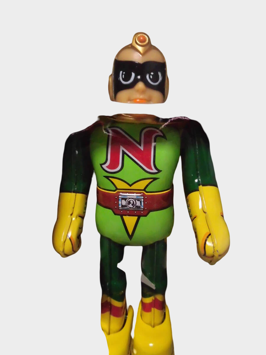 National Kid Tinplate Wind-Up Figure — Billiken Biriken Shokai Showa Tokusatsu Hero, Boxed