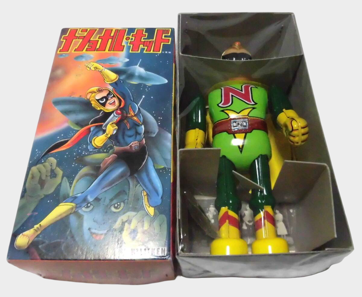 National Kid Tinplate Wind-Up Figure — Billiken Biriken Shokai Showa Tokusatsu Hero, Boxed