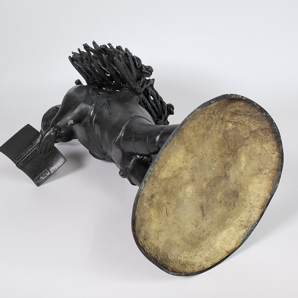 Ninomiya Kinjiro (Ninomiya Sontoku) Bronze Figure, 36.5cm — Scholar Child Reading While Walking — Cast Metal Japanese Folk Icon Sculpture