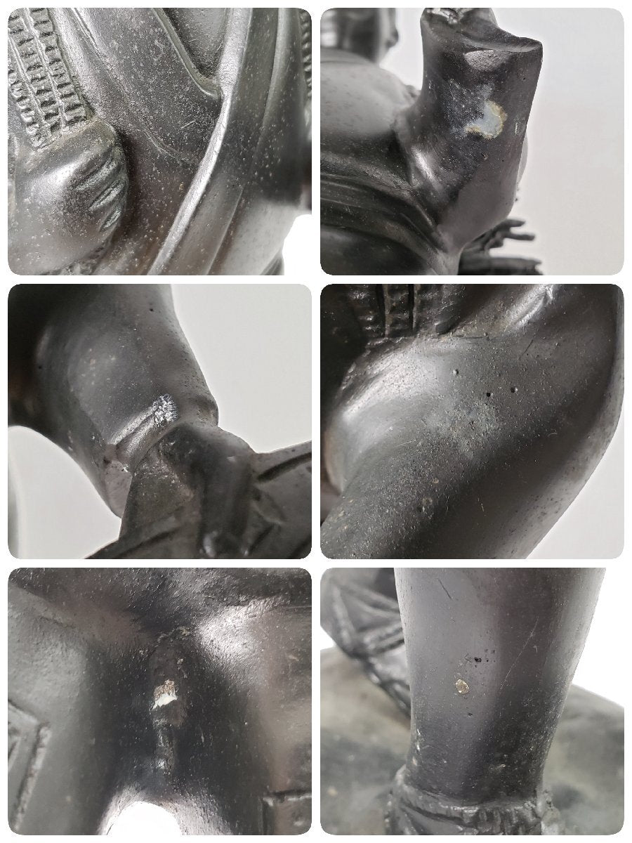 Ninomiya Kinjiro (Ninomiya Sontoku) Bronze Figure, 36.5cm — Scholar Child Reading While Walking — Cast Metal Japanese Folk Icon Sculpture