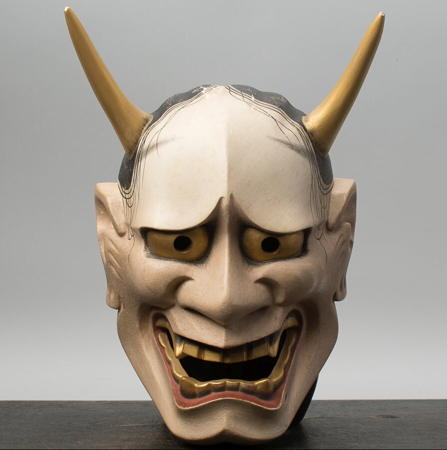 Hand-Carved Hannya Noh Mask by Nomura Ran (Nomura Takashi) · Signed & Boxed · Classical Japanese Nōmen Art · With Mask Bag & Tomobako