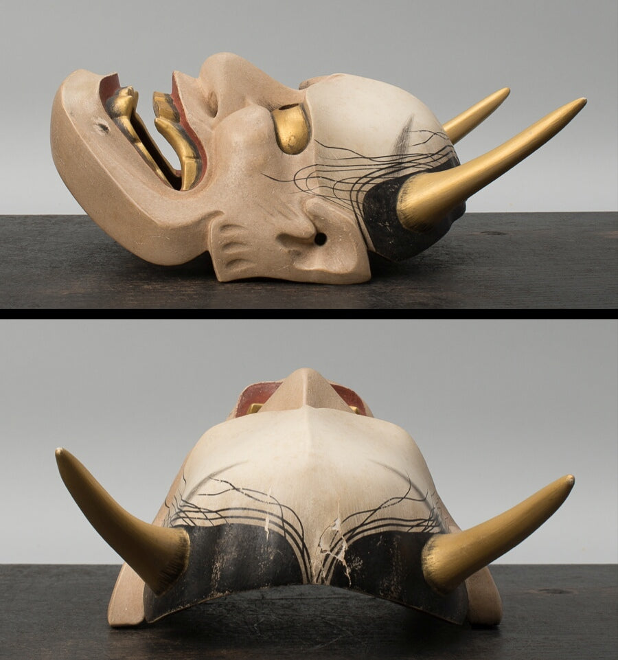 Hand-Carved Hannya Noh Mask by Nomura Ran (Nomura Takashi) · Signed & Boxed · Classical Japanese Nōmen Art · With Mask Bag & Tomobako