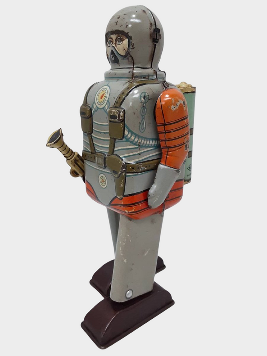 Vintage Nomura Spaceman Tin Robot Walking Astronaut Japanese Showa Toy