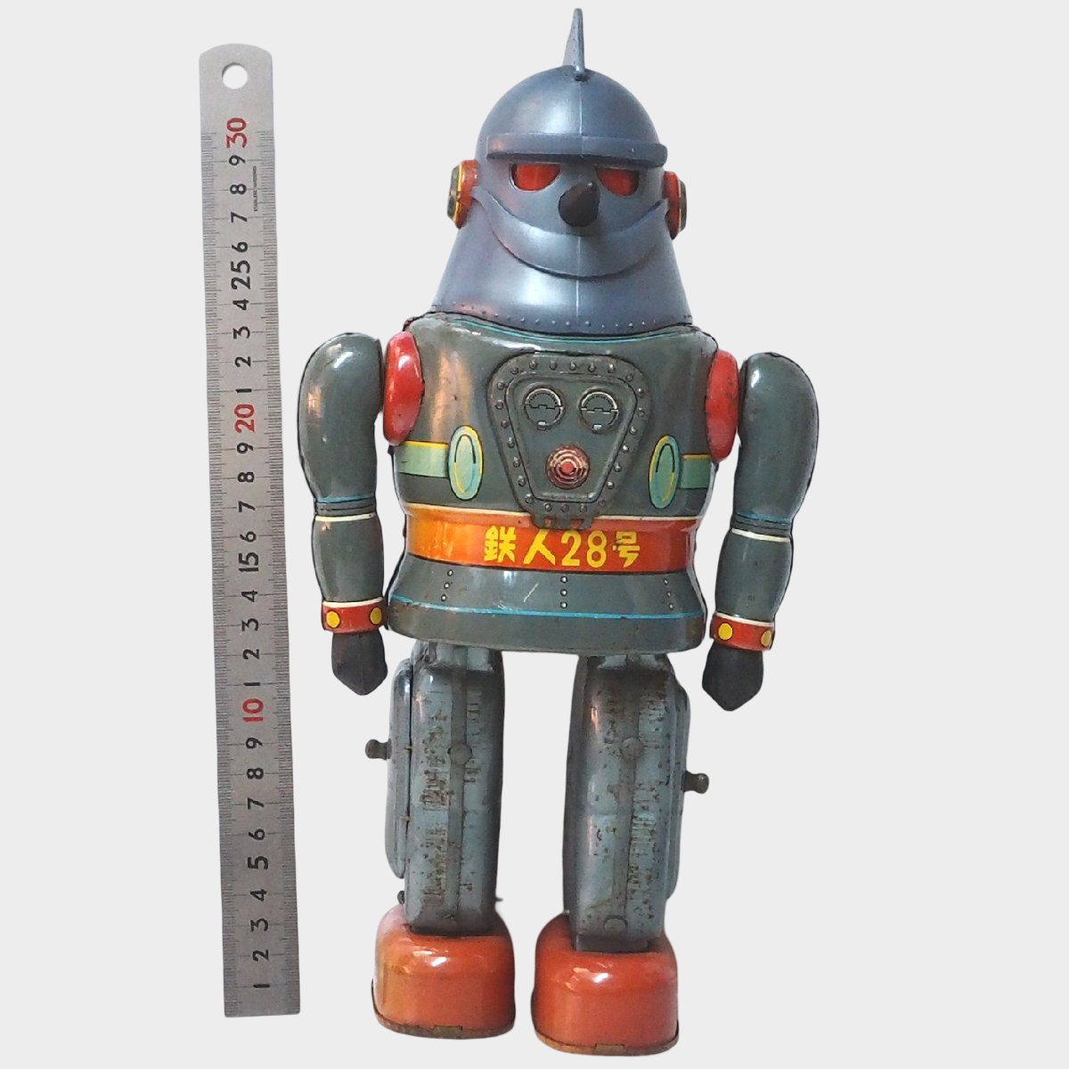 Nomura Tetsujin 28-go No.2 Silver Tin Robot Walking | Early Showa Japanese Giant Robot Toy