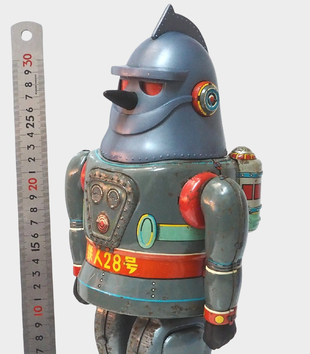 Nomura Tetsujin 28-go No.2 Silver Tin Robot Walking | Early Showa Japanese Giant Robot Toy
