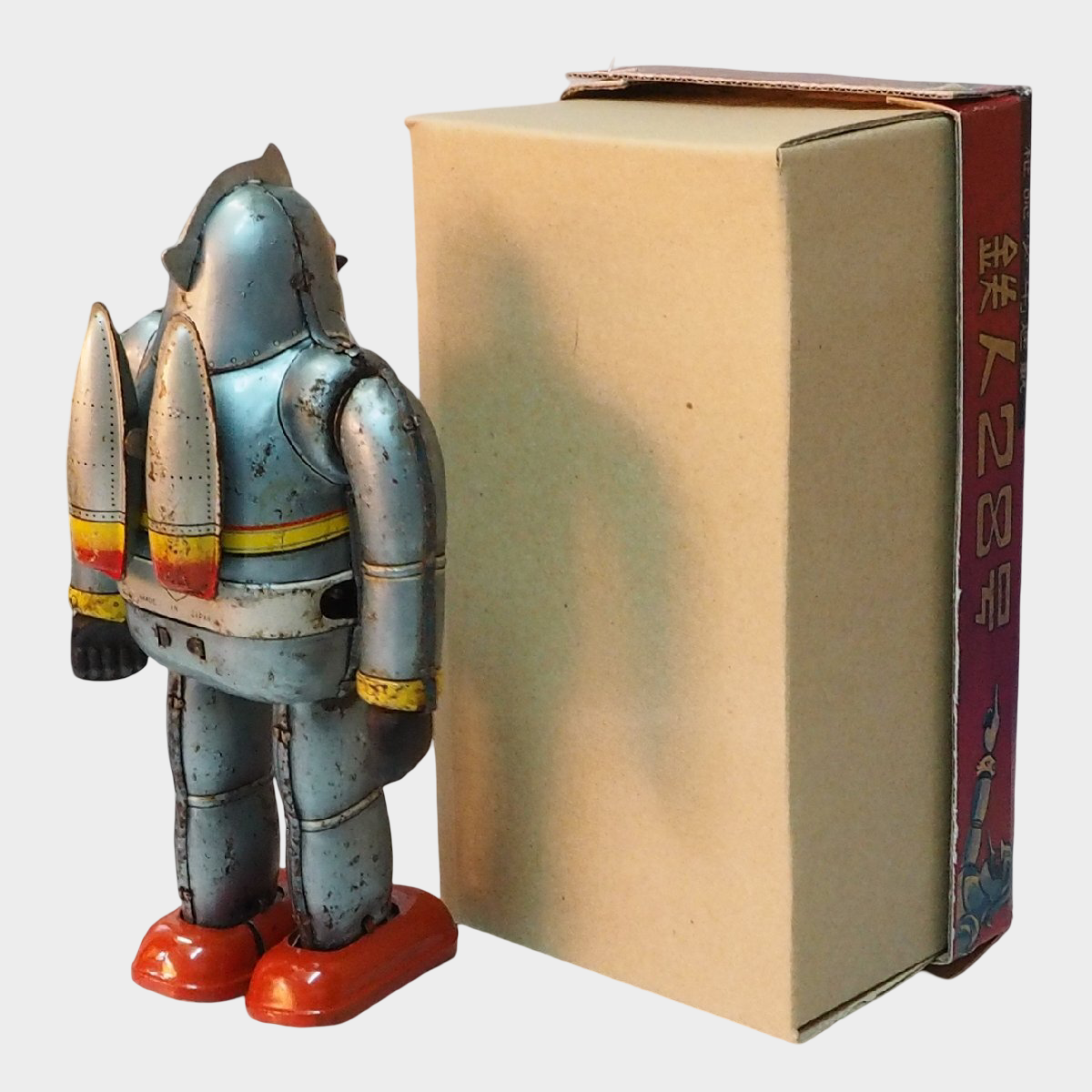 Nomura Tetsujin 28-go No.3 Silver Tin Robot with Box | Early Showa Japanese Mechanical Icon