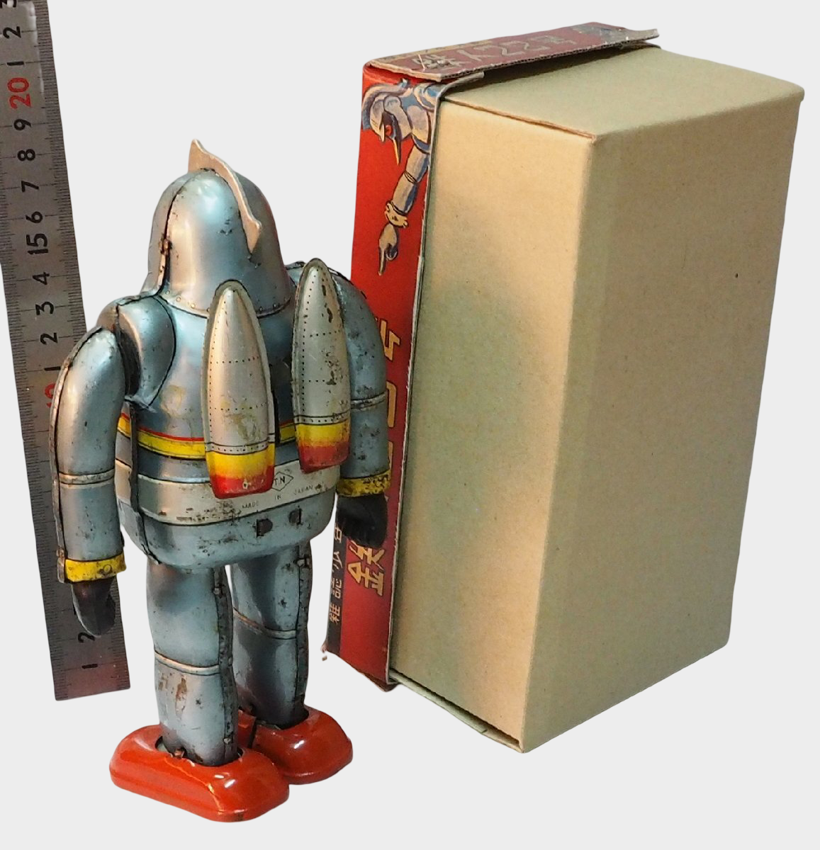 Nomura Tetsujin 28-go No.3 Silver Tin Robot with Box | Early Showa Japanese Mechanical Icon