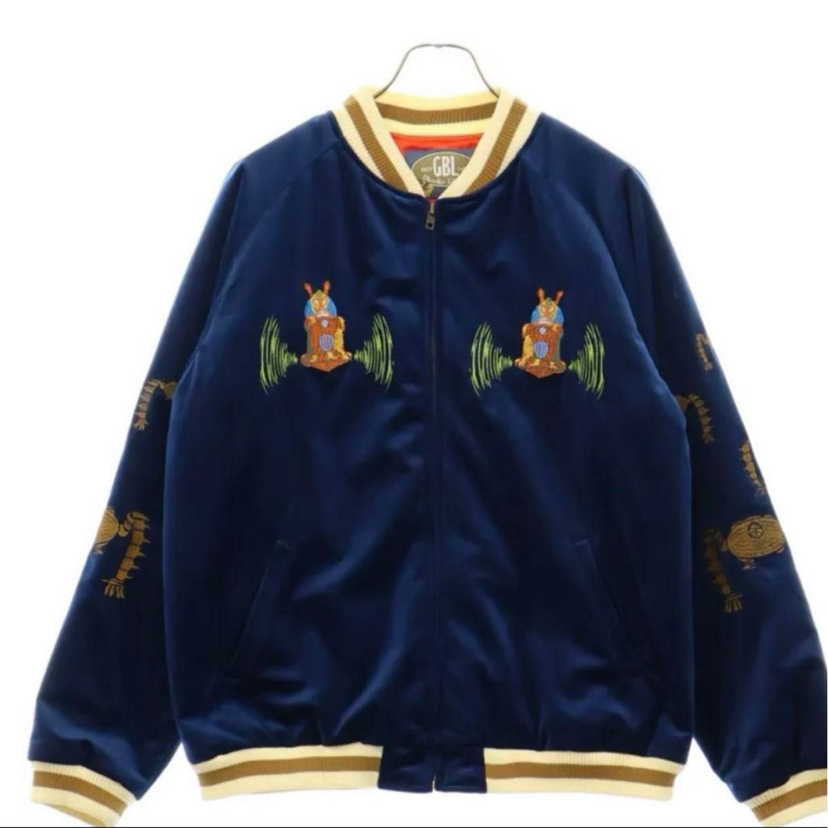 Official Studio Ghibli GBL Japan Castle in the Sky "Laputa" Sukajan L / XL Navy Velvet Embroidered Jacket