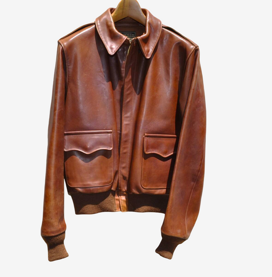 Old Real McCoy A2 Hand Finish Horsehide Jacket Size 38 Rare Premium Reproduction Rough Wear