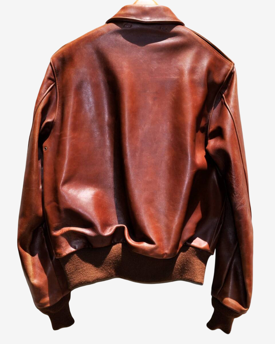 Old Real McCoy A2 Hand Finish Horsehide Jacket Size 38 Rare Premium Reproduction Rough Wear