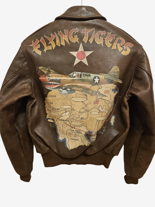 Old Real McCoy’s Flying Tigers A-2 Back Paint Jacket 1993 Limited 50 Horsehide Leather Size 36