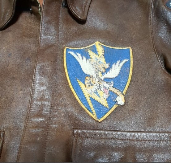 Old Real McCoy’s Flying Tigers A-2 Back Paint Jacket 1993 Limited 50 Horsehide Leather Size 36