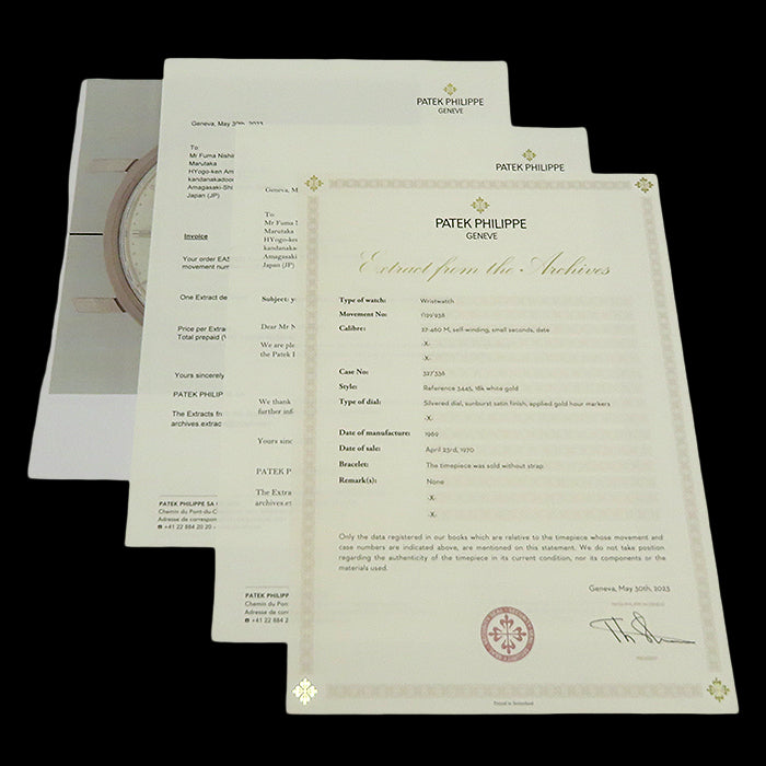 Patek Philippe Calatrava 3445G · 18K White Gold 35mm · Automatic · Archive Extract · Patek Overhauled