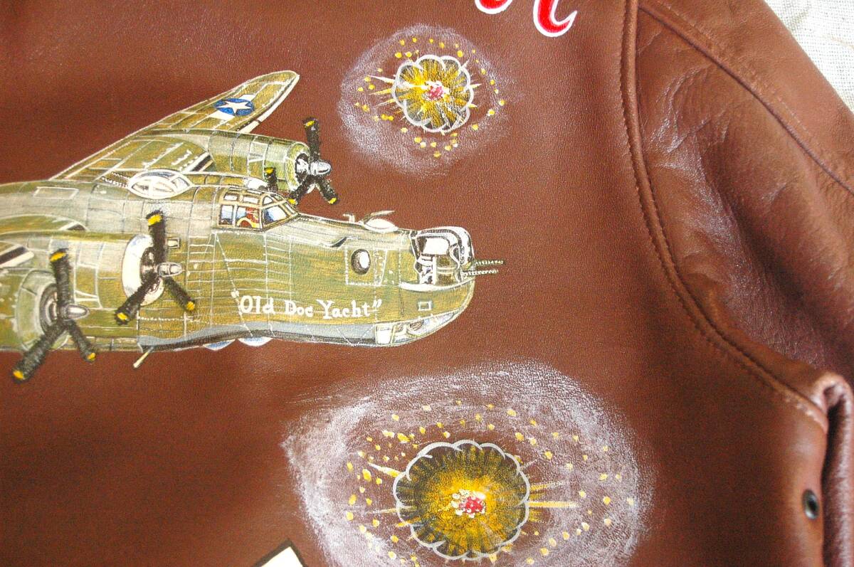 Pherrow's A-2 ARMY AIRFORCES B-24 BOMBER PLANE BACK PAINT Disney Chip & Dale 831st SQ SIZE 40