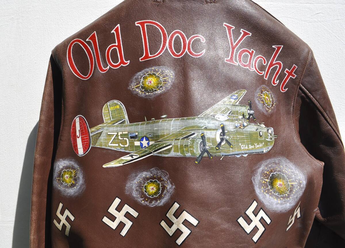 Pherrow's A-2 ARMY AIRFORCES B-24 BOMBER PLANE BACK PAINT Disney Chip & Dale 831st SQ SIZE 40