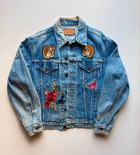 Vintage Levi’s 70505 Embroidered Denim Jacket Tiger Roses Bee Butterfly Japanese Streetwear