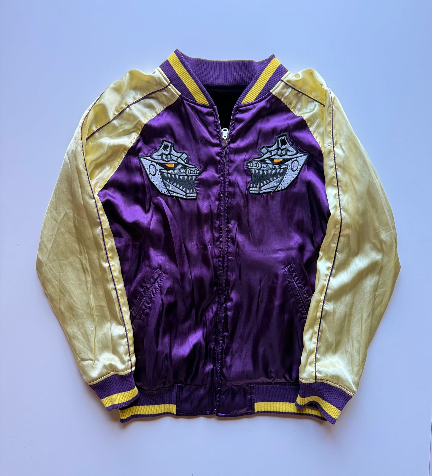 Rare 2007 PUNK DRUNKERS x Godzilla King Ghidorah Mechagodzilla Reversible Sukajan Velvet Jacket Japan XL