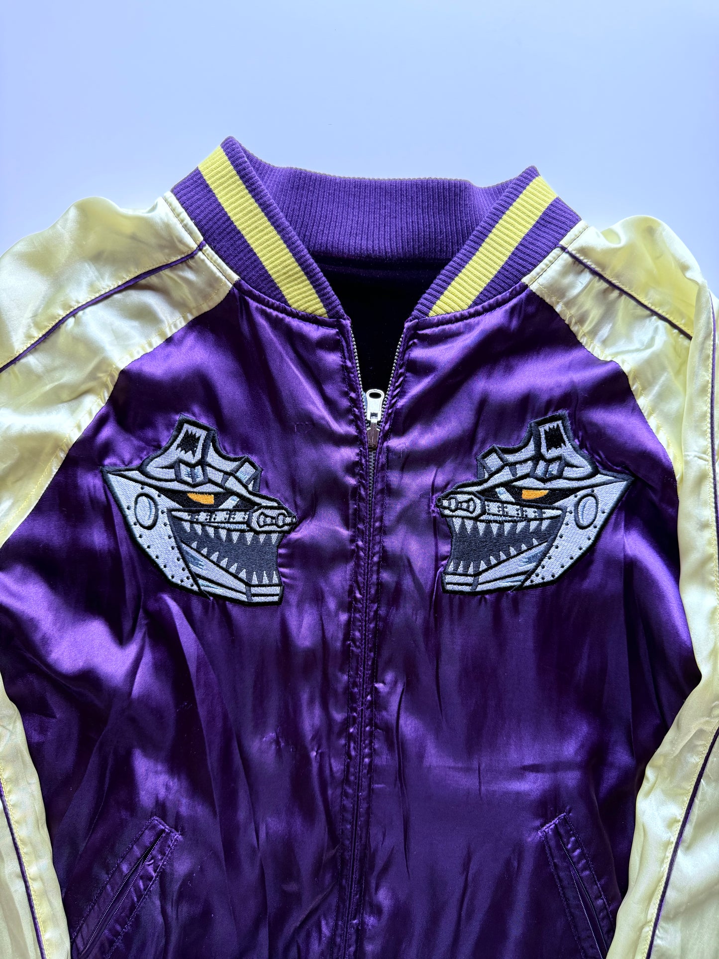 Rare 2007 PUNK DRUNKERS x Godzilla King Ghidorah Mechagodzilla Reversible Sukajan Velvet Jacket Japan XL