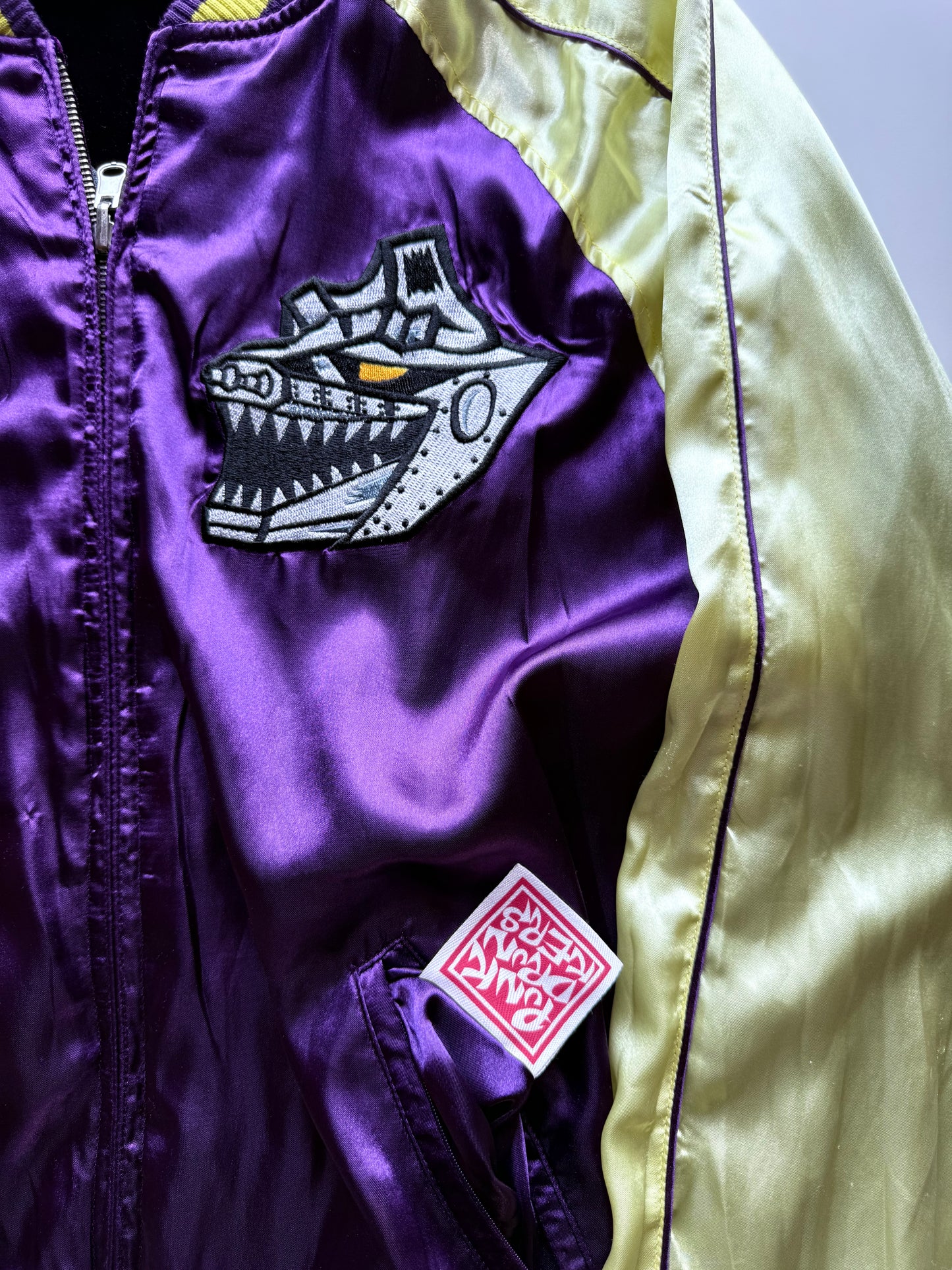 Rare 2007 PUNK DRUNKERS x Godzilla King Ghidorah Mechagodzilla Reversible Sukajan Velvet Jacket Japan XL