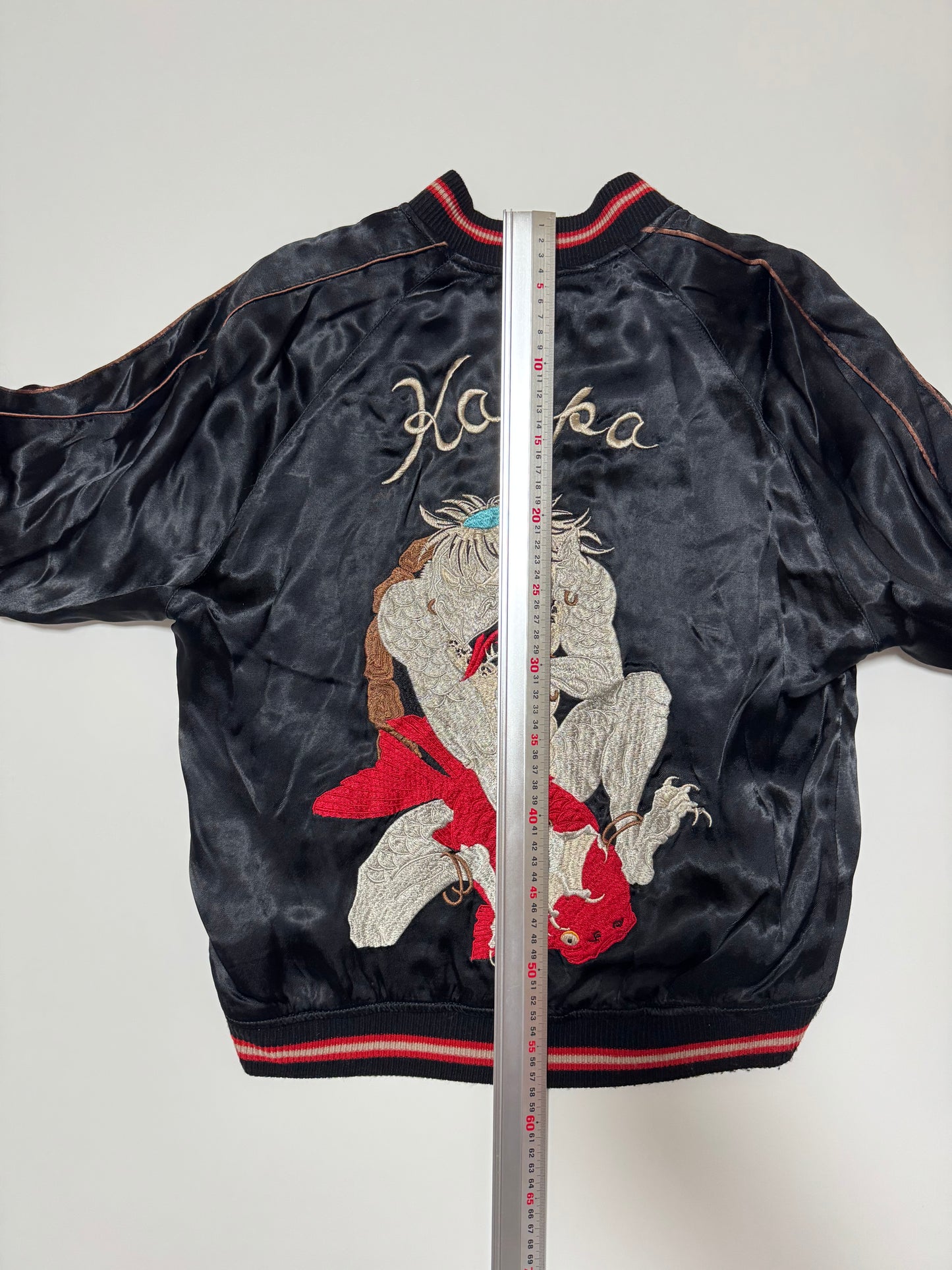 Cropped Heads Kappa Kingyo Goldfish Reversible Sukajan Jacket Size S Black Green Japanese Souvenir Bomber