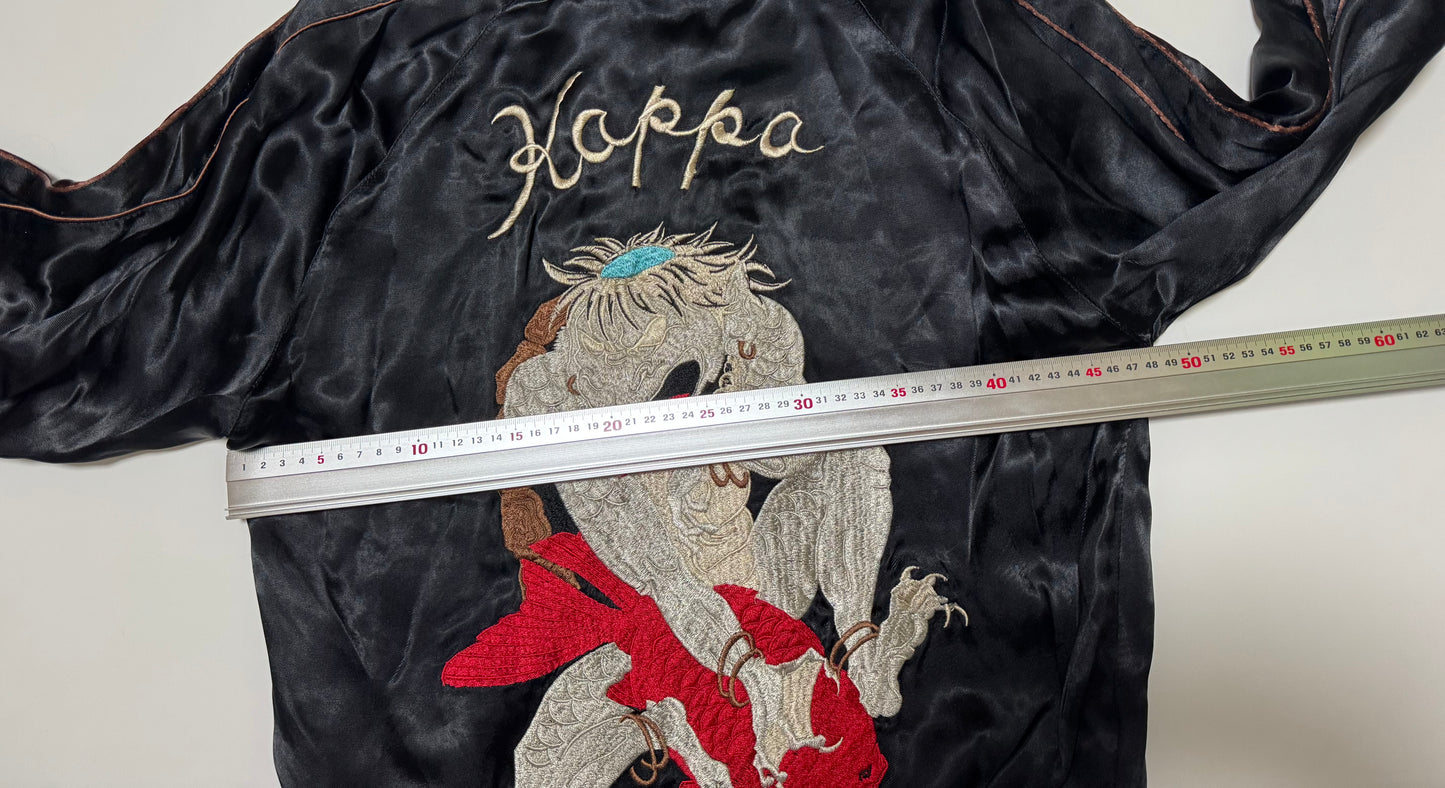 Cropped Heads Kappa Kingyo Goldfish Reversible Sukajan Jacket Size S Black Green Japanese Souvenir Bomber
