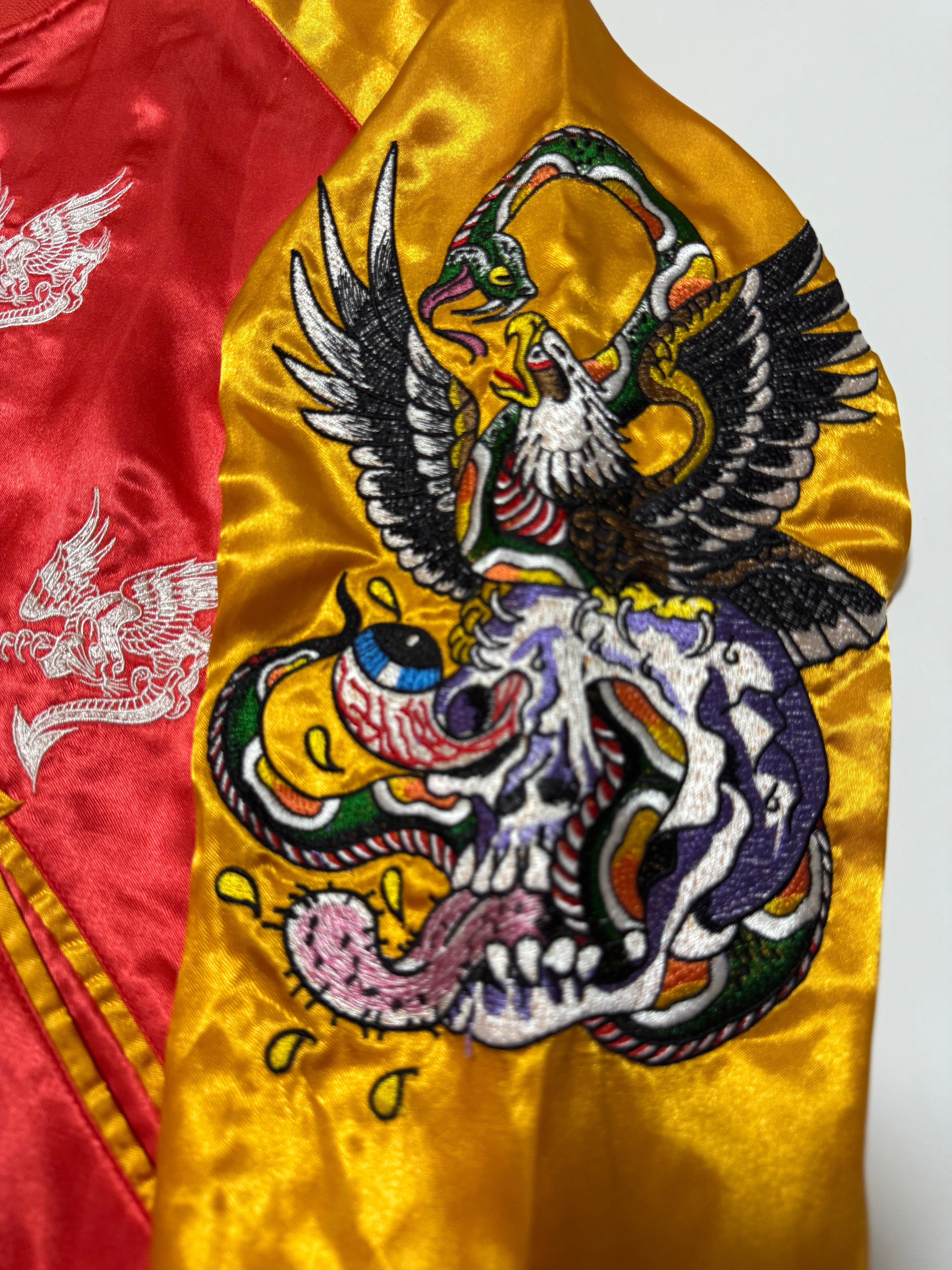 Y2K Ed Hardy Reversible Sukajan Jacket Winged Griffin Skull Eagle