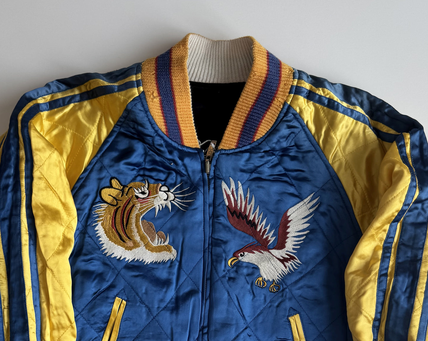 Vintage Switch Yokozuna Sumo Sukajan Jacket Reversible Tiger Eagle Dragon Japan Bomber Free Size S M
