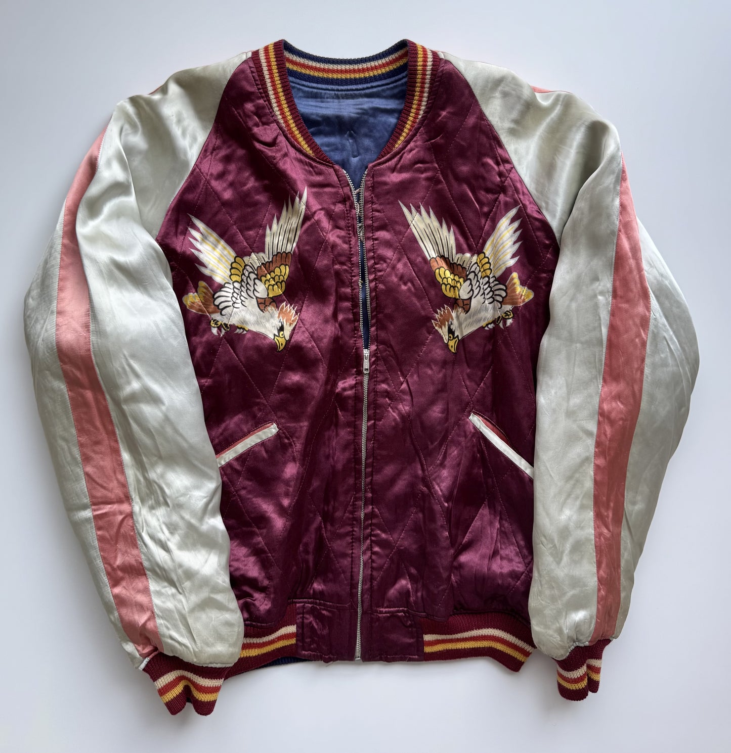 Vintage WAREHOUSE Reversible Sukajan Jacket Size 38 Eagle Dragon Mount Fuji Japanese Souvenir Bomber S M