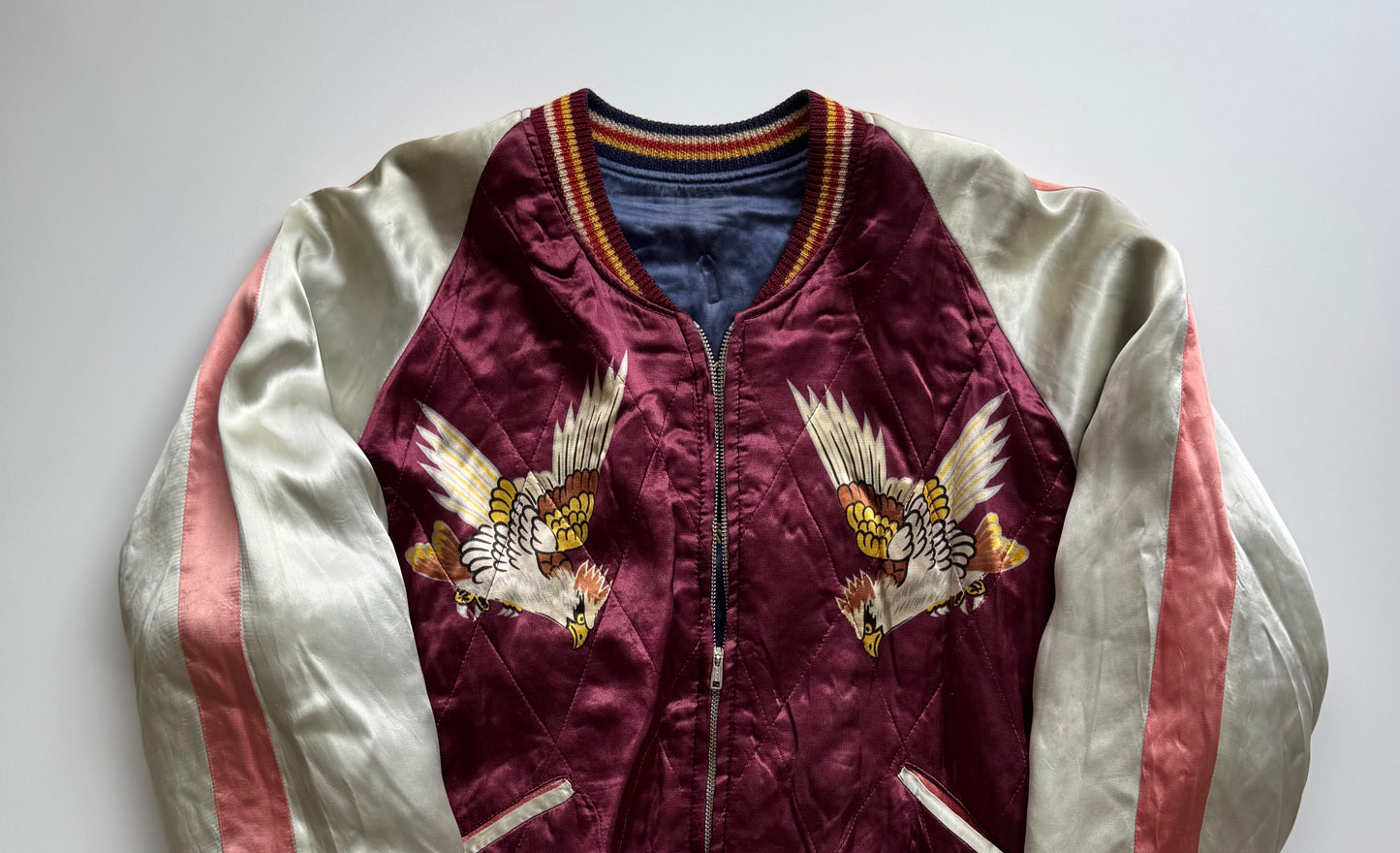 Vintage WAREHOUSE Reversible Sukajan Jacket Size 38 Eagle Dragon Mount Fuji Japanese Souvenir Bomber S M