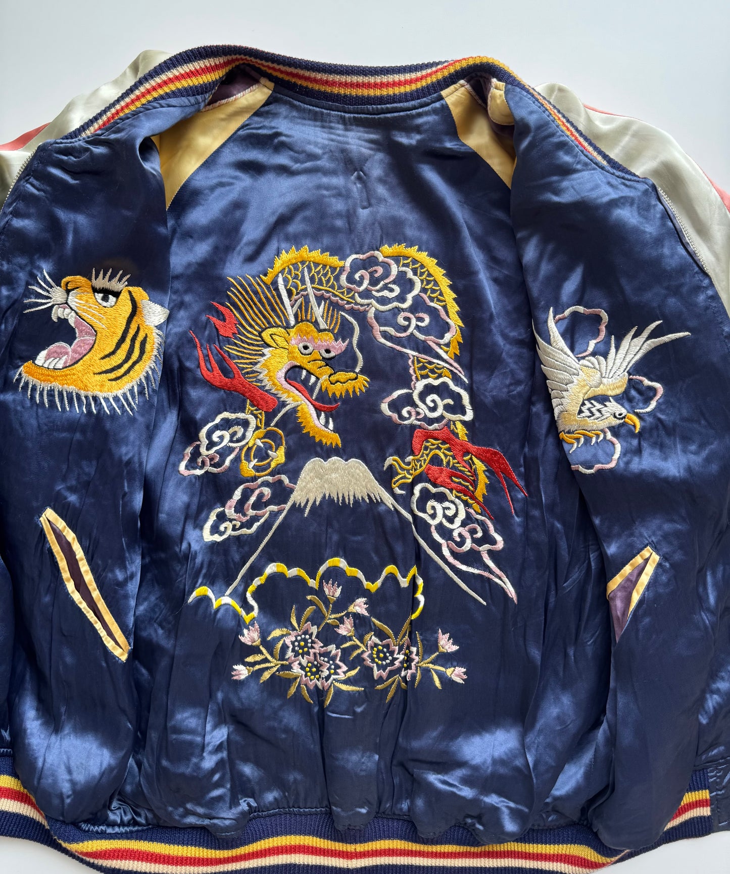 Vintage WAREHOUSE Reversible Sukajan Jacket Size 38 Eagle Dragon Mount Fuji Japanese Souvenir Bomber S M