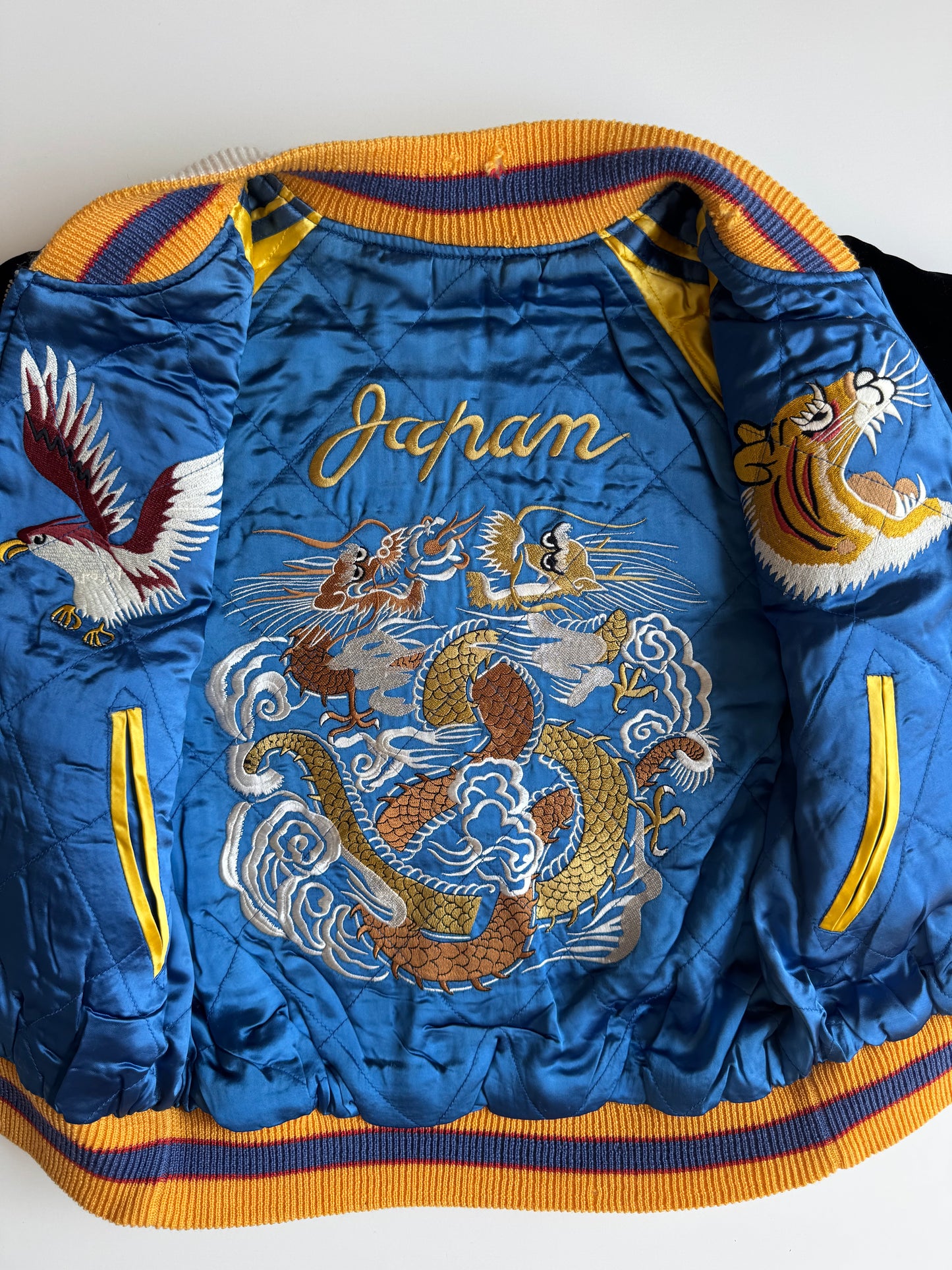 Vintage Switch Yokozuna Sumo Sukajan Jacket Reversible Tiger Eagle Dragon Japan Bomber Free Size S M