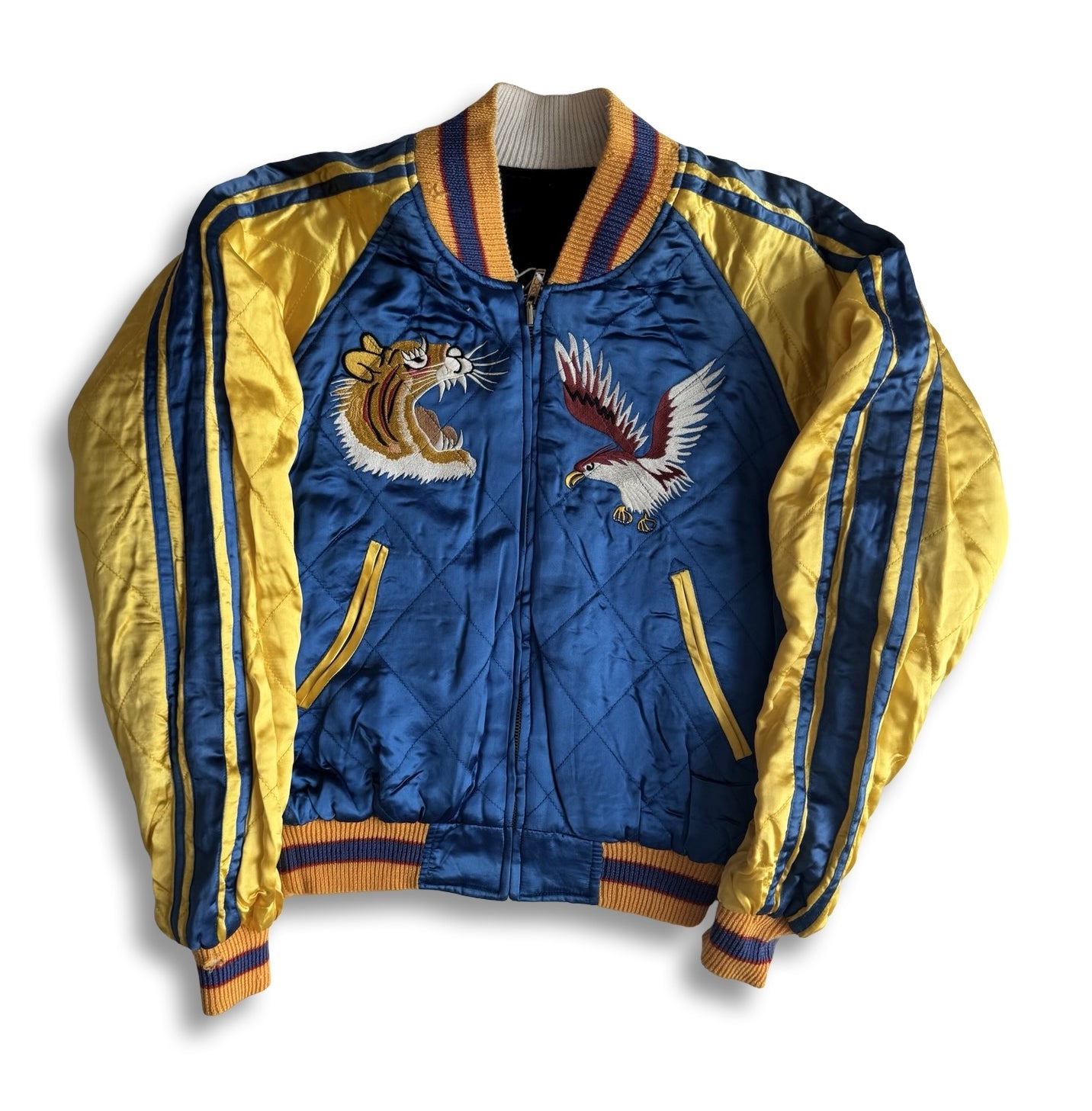 Vintage Switch Yokozuna Sumo Sukajan Jacket Reversible Tiger Eagle Dragon Japan Bomber Free Size S M