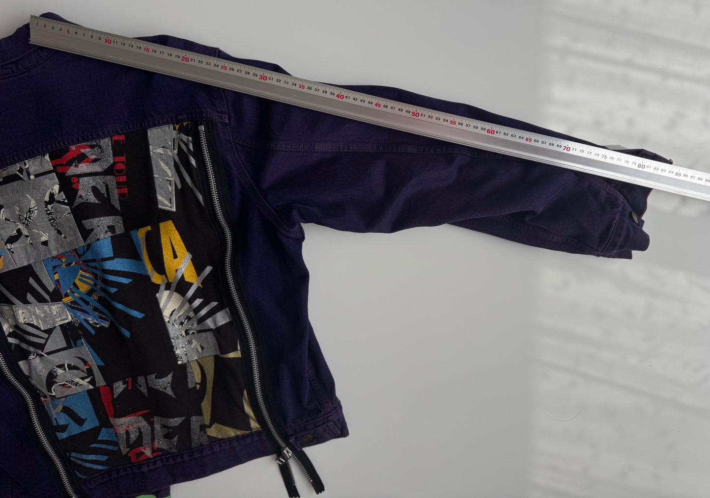 Cote Mer Purple Denim Jacket Size S, One of One Zipper Patchwork Trucker, Japanese Upcycled Designer Streetwear